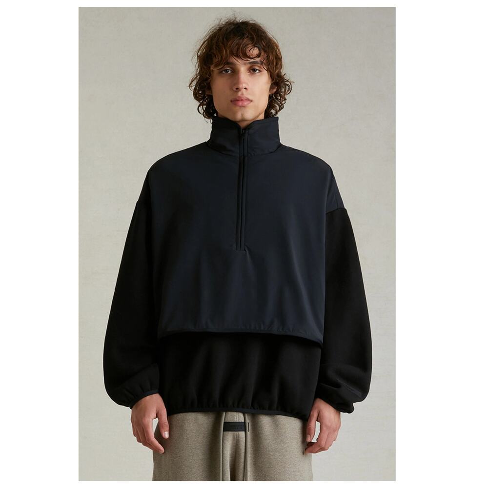 Fear of God Essentials Half Zip Nylon Fleece Pullover Size Small